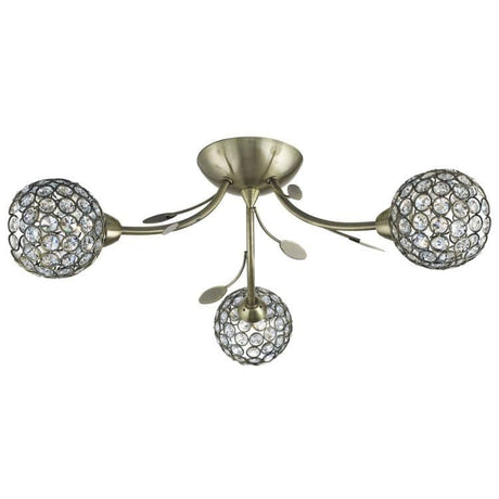 Searchlight Bellis II Brass 3 Light Fitting Glass Shades - Comet Lighting