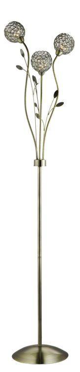 Searchlight Bellis II Brass 3 Light Floor Lamp Glass Shades - Comet Lighting