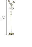 Searchlight Bellis II Brass 3 Light Floor Lamp Glass Shades - Comet Lighting