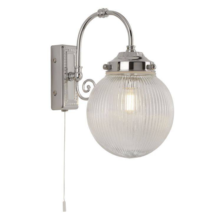 Searchlight Belvue 1Lt Bathroom IP44 Wall Light| Clear Globe Shade| Chrome - Comet Lighting