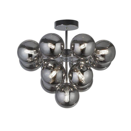 Searchlight Berry 13Lt Ceiling Pendant - Chrome & Smoke Glass - Comet Lighting