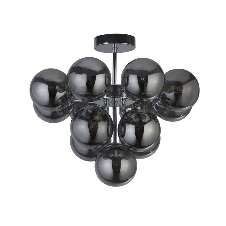 Searchlight Berry 13Lt Ceiling Pendant - Chrome & Smoke Glass - Comet Lighting