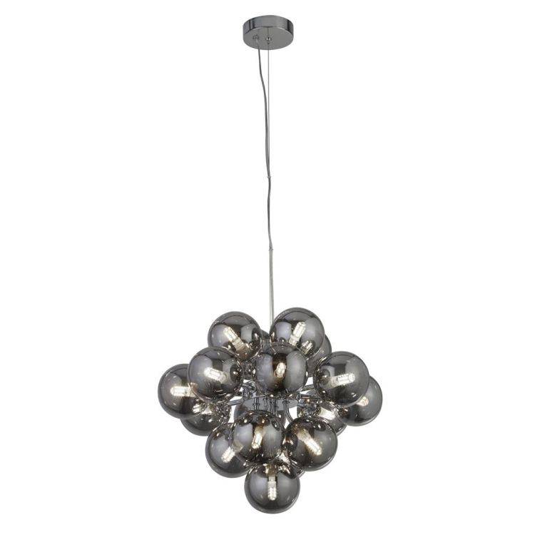 Searchlight Berry 17Lt Ceiling Pendant - Chrome & Smoke Glass - Comet Lighting