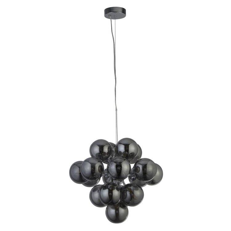 Searchlight Berry 17Lt Ceiling Pendant - Chrome & Smoke Glass - Comet Lighting