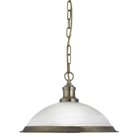 Searchlight Bistro Brass Pendant Light Acid Glass Shade - Comet Lighting