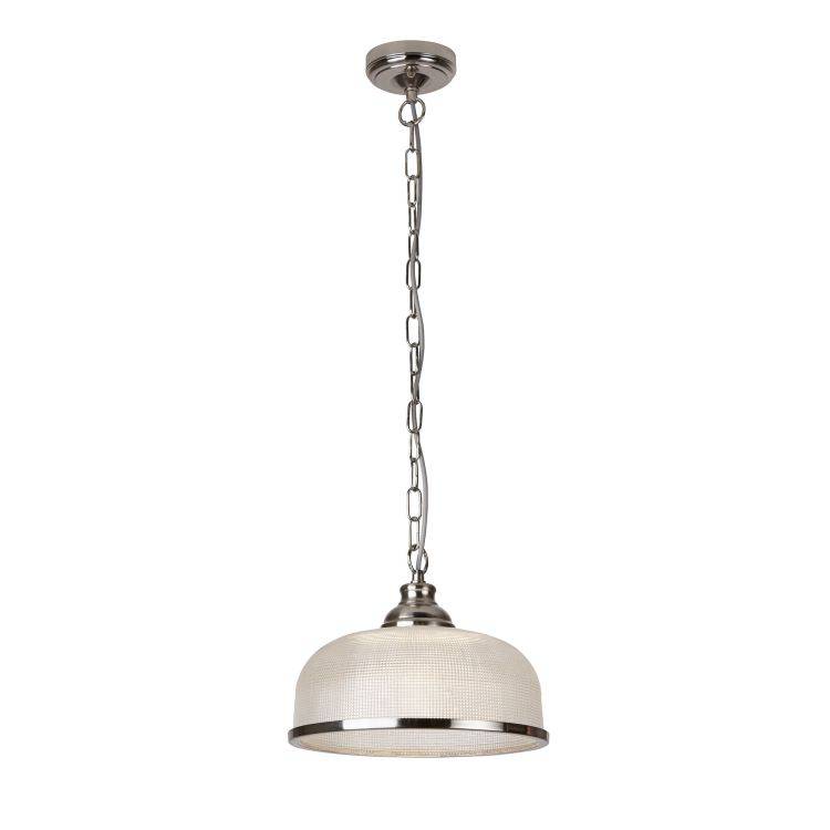 Searchlight Bistro II 1 Light Pendant Silver Glass - Comet Lighting