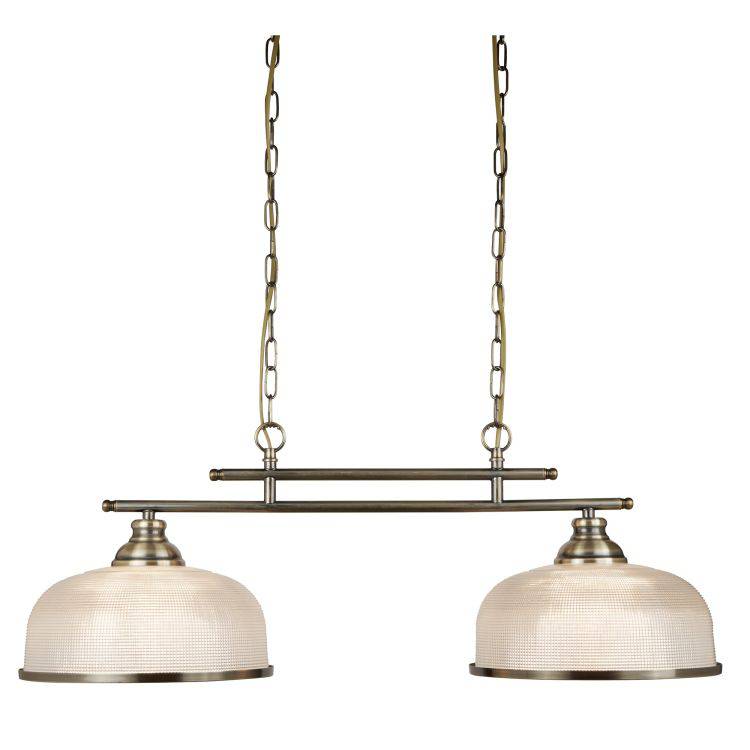 Searchlight Bistro II 2 Light Brass Ceiling Bar Glass - Comet Lighting