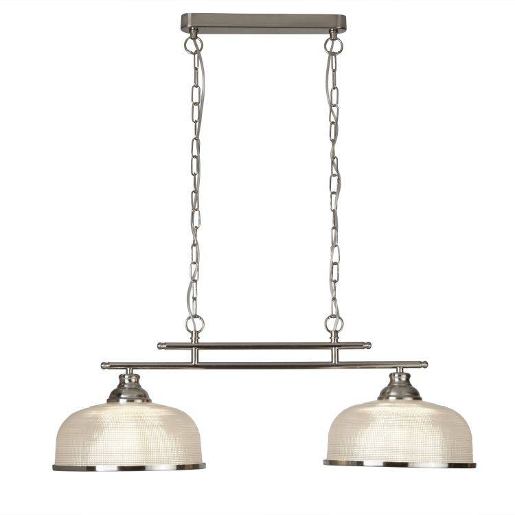 Searchlight Bistro II 2 Light Ceiling Bar Silver Glass - Comet Lighting