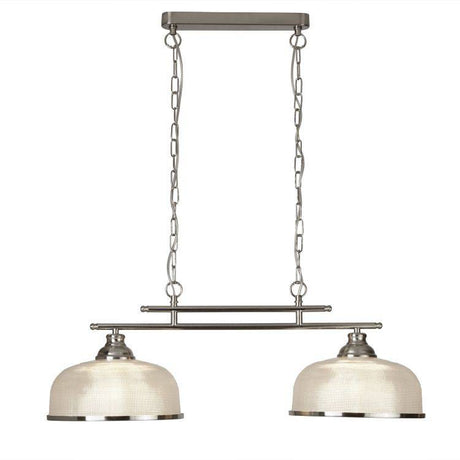 Searchlight Bistro II 2 Light Ceiling Bar Silver Glass - Comet Lighting