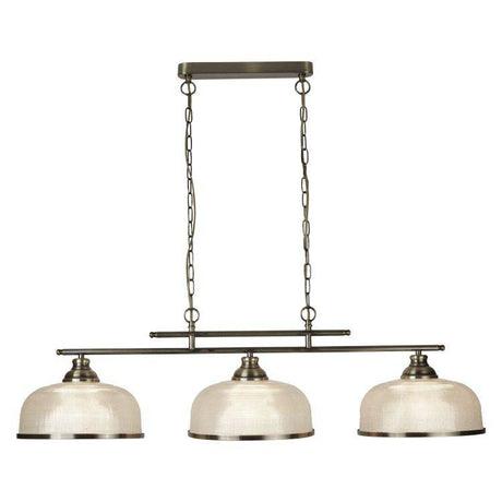 Searchlight Bistro II - 3 Light Ceiling Bar Brass Glass - Comet Lighting