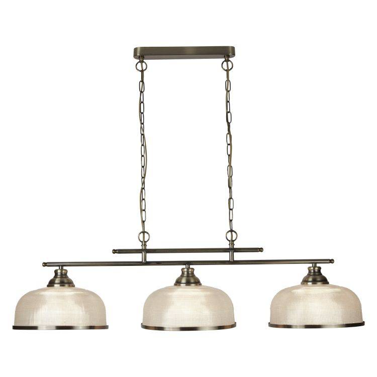 Searchlight Bistro II - 3 Light Ceiling Bar Brass Glass - Comet Lighting