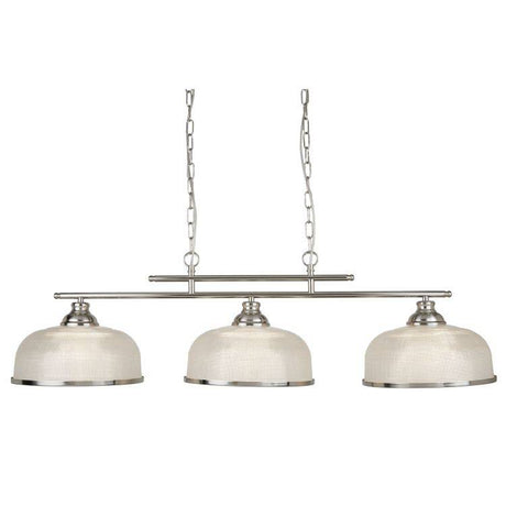 Searchlight Bistro II 3 Light Ceiling Bar Silver Glass - Comet Lighting