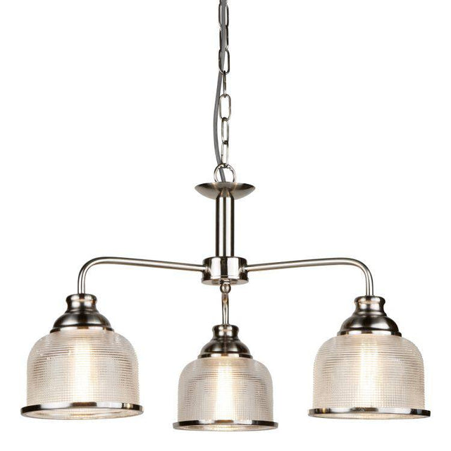 Searchlight Bistro II 3 Light Ceiling Silver Glass - Comet Lighting