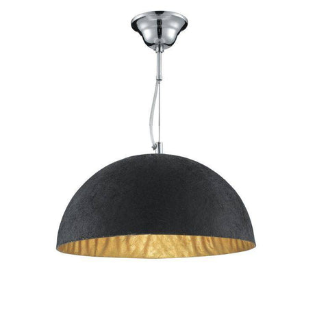 Searchlight Black Dome Pendant Light Gold Inner - Comet Lighting