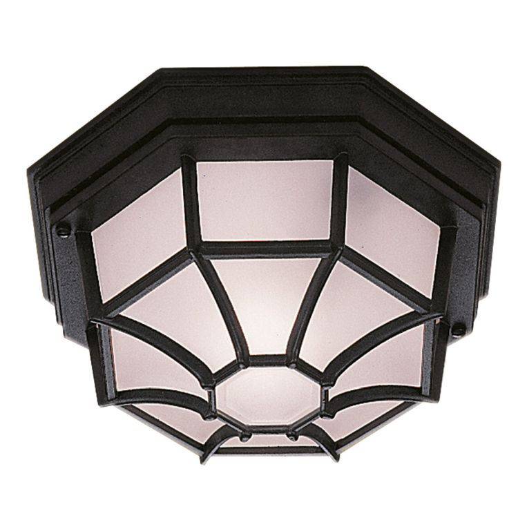 Searchlight Black Hexagonal Flush Outdoor Sanded Glass - Comet Lighting