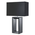 Searchlight Black Mirror Reflection Table Lamp Black Silk Shade - Comet Lighting