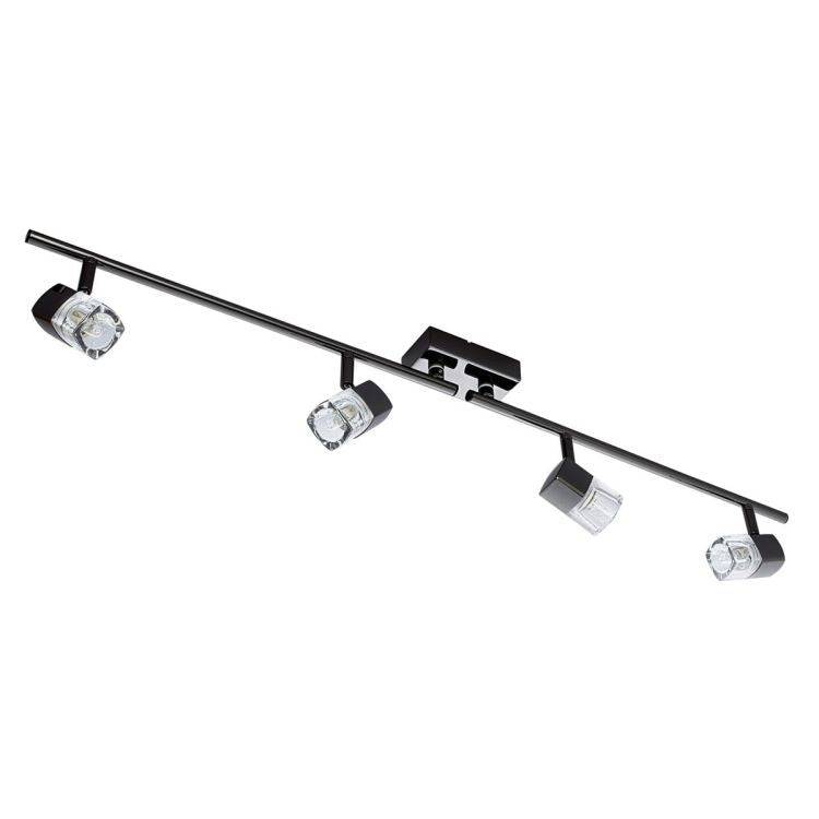 Searchlight Blocs Black Chrome 4 Light Adjustable Bar Spotlight With Ice Cube Glass (9884BC) - Comet Lighting