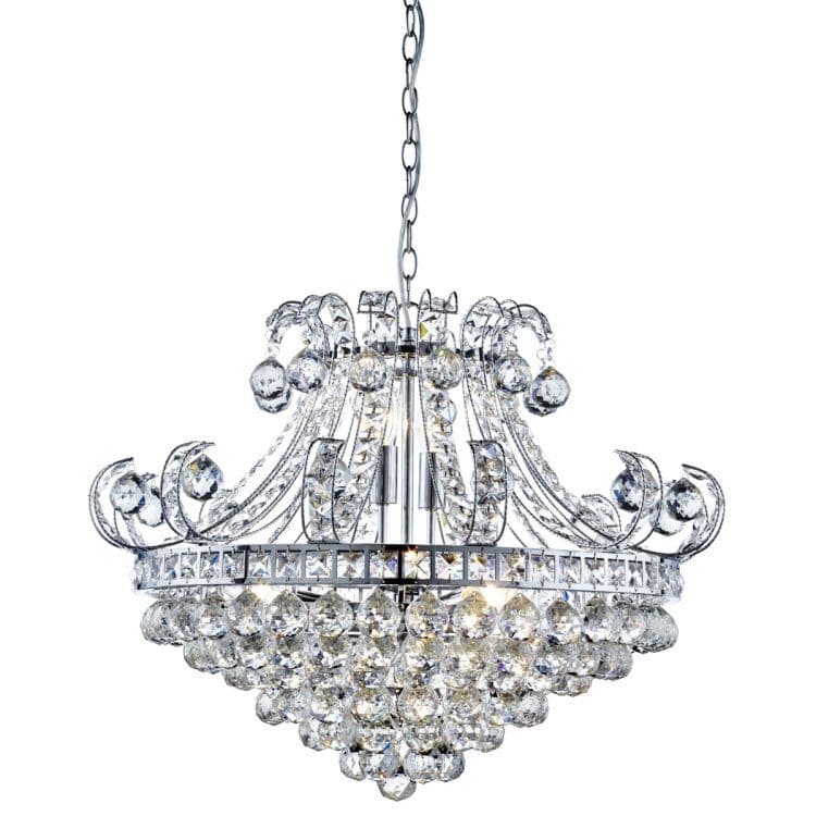 Searchlight Bloomsbury 6 Light Chandelier Crystal Decoration - Comet Lighting