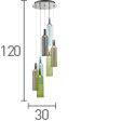 Searchlight Bottle 7 Light Pendant Multi Coloured Glass Bottles - Comet Lighting