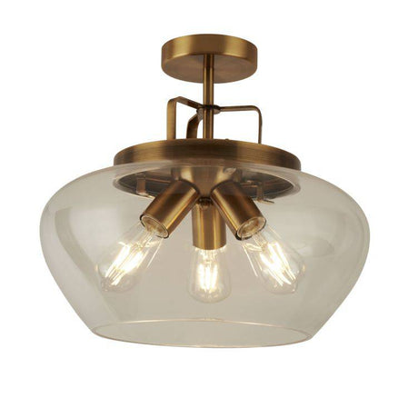 Searchlight Boule 3Lt Semi Flush| Bronze/Clear - Comet Lighting