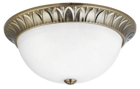 Searchlight Brass 3 Light Flush Fitting Glass Inner - Comet Lighting