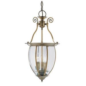 Searchlight Brass 3 Light Lantern Curved Glass Shade - Comet Lighting