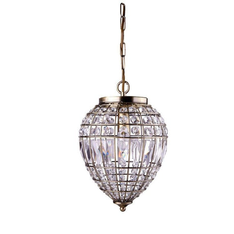 Searchlight Brass Pendant Light Crystal Glass Buttons - Comet Lighting