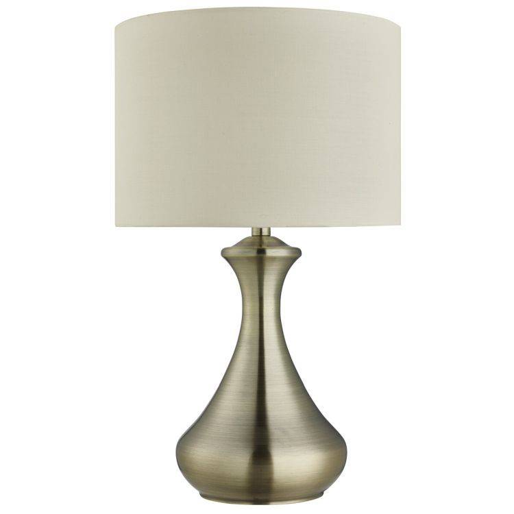 Searchlight Brass Touch Table Lamp Cream Fabric Shade - Comet Lighting