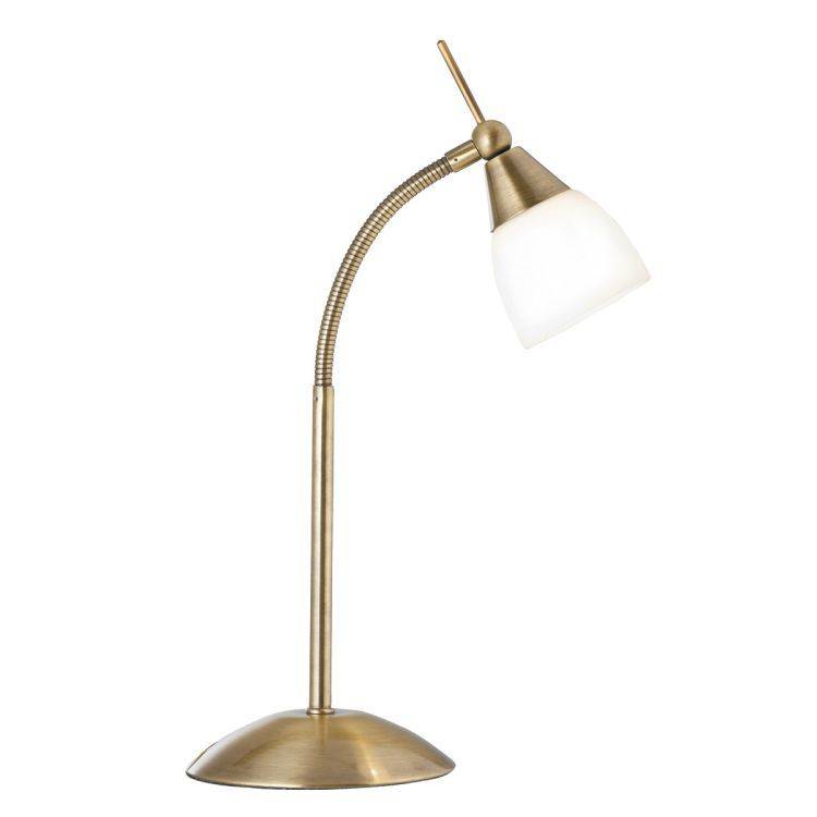 Searchlight Brass Touch Table Lamp Glass Shade - Comet Lighting