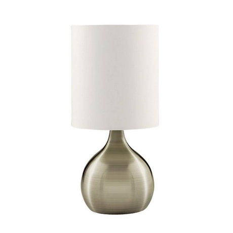 Searchlight Brass Touch Table Lamp White Shade - Comet Lighting