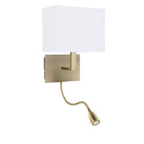 Searchlight Brass Wall Light White Shade Incorporating Flexi-Arm - Comet Lighting