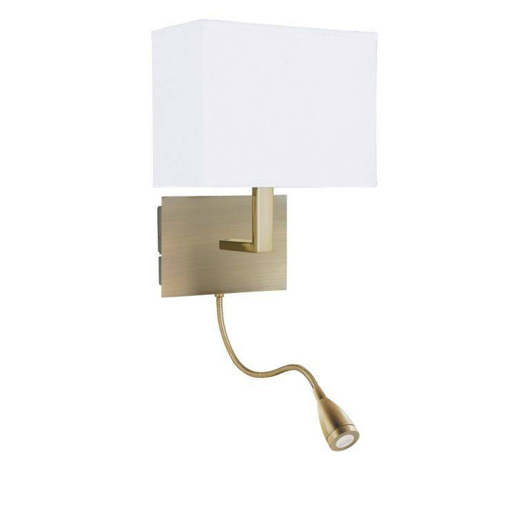 Searchlight Brass Wall Light White Shade Incorporating Flexi-Arm - Comet Lighting