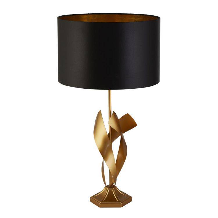 Searchlight Breeze Table Lamp - Painted Gold with Black Shade| Gold - Comet Lighting