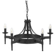 Searchlight Cartwheel 5-Light Chandelier In Black Wrought Iron - Comet Lighting