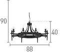 Searchlight Cartwheel 8-Light Chandelier in Black Wrought Iron - Comet Lighting