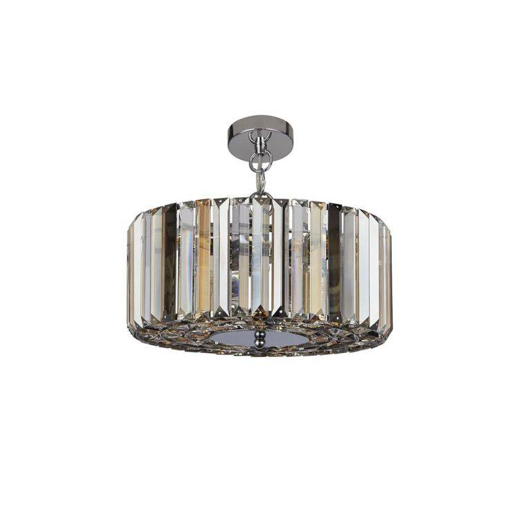 Searchlight Chapeau 3Lt Pendant/Semi-Flush- Amber| Smoke & Clear Crystal - Comet Lighting