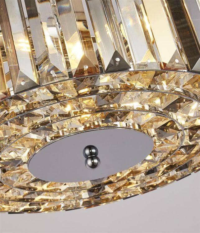 Searchlight Chapeau 3Lt Pendant/Semi-Flush- Amber| Smoke & Clear Crystal - Comet Lighting