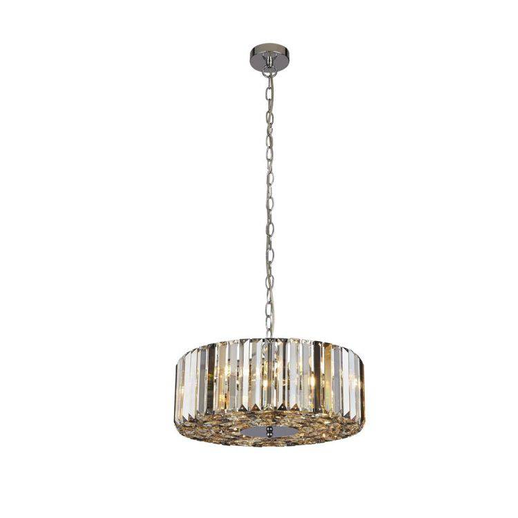 Searchlight Chapeau 4Lt Pendant/Semi-Flush- Amber| Smoke & Clear Crystal - Comet Lighting