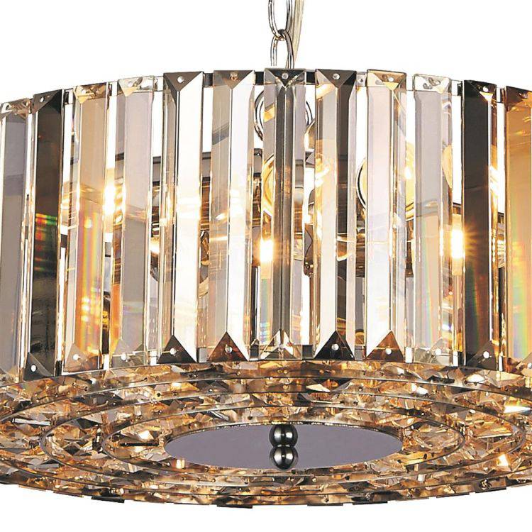 Searchlight Chapeau 5Lt Pendant/Semi-Flush- Amber| Smoke & Clear Crystal - Comet Lighting