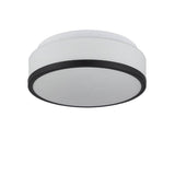 Searchlight Cheese 2LT Flush - Black| White Glass Shade| IP44| 28cm - Comet Lighting