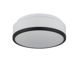 Searchlight Cheese 2LT Flush - Black| White Glass Shade| IP44| 28cm - Comet Lighting