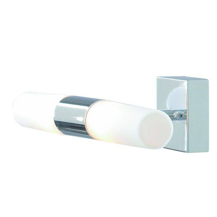 Searchlight Chrome 2 Light Wall Bracket White Glass - Comet Lighting