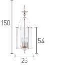 Searchlight Chrome 3 Light Lantern Glass Shade - Comet Lighting