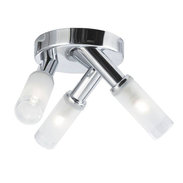 Searchlight Chrome 3 Light Spotlight Glass Shades - Comet Lighting