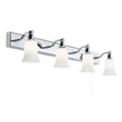 Searchlight Chrome 4 Light Wall Bar White Glass Shades - Comet Lighting