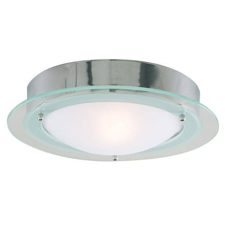 Searchlight Chrome Flush Fitting Opal Glass & Clear Halo - Comet Lighting