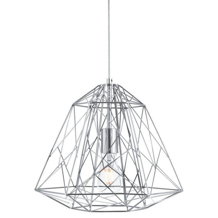 Searchlight Chrome Geometric Cage Frame Pendant Light – Comet Lighting