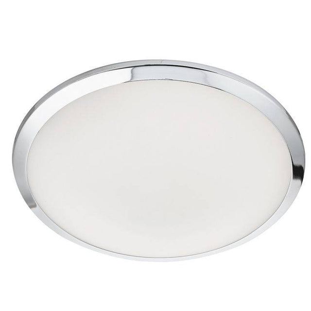 Searchlight Chrome LED Flush Light Glass Shade - Comet Lighting