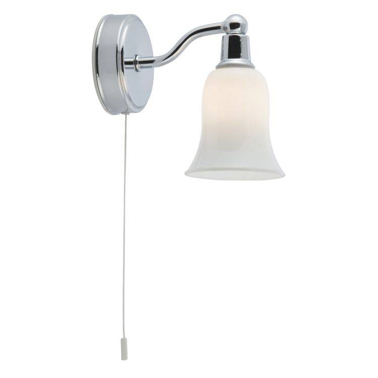 Searchlight Chrome Wall Light White Glass Shade - Comet Lighting