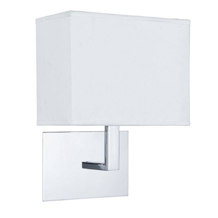 Searchlight Chrome Wall Light White Rectangular Shade - Comet Lighting